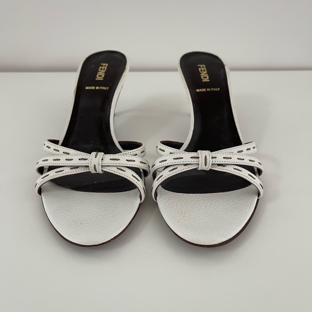 Fendi White Heeled Sandals